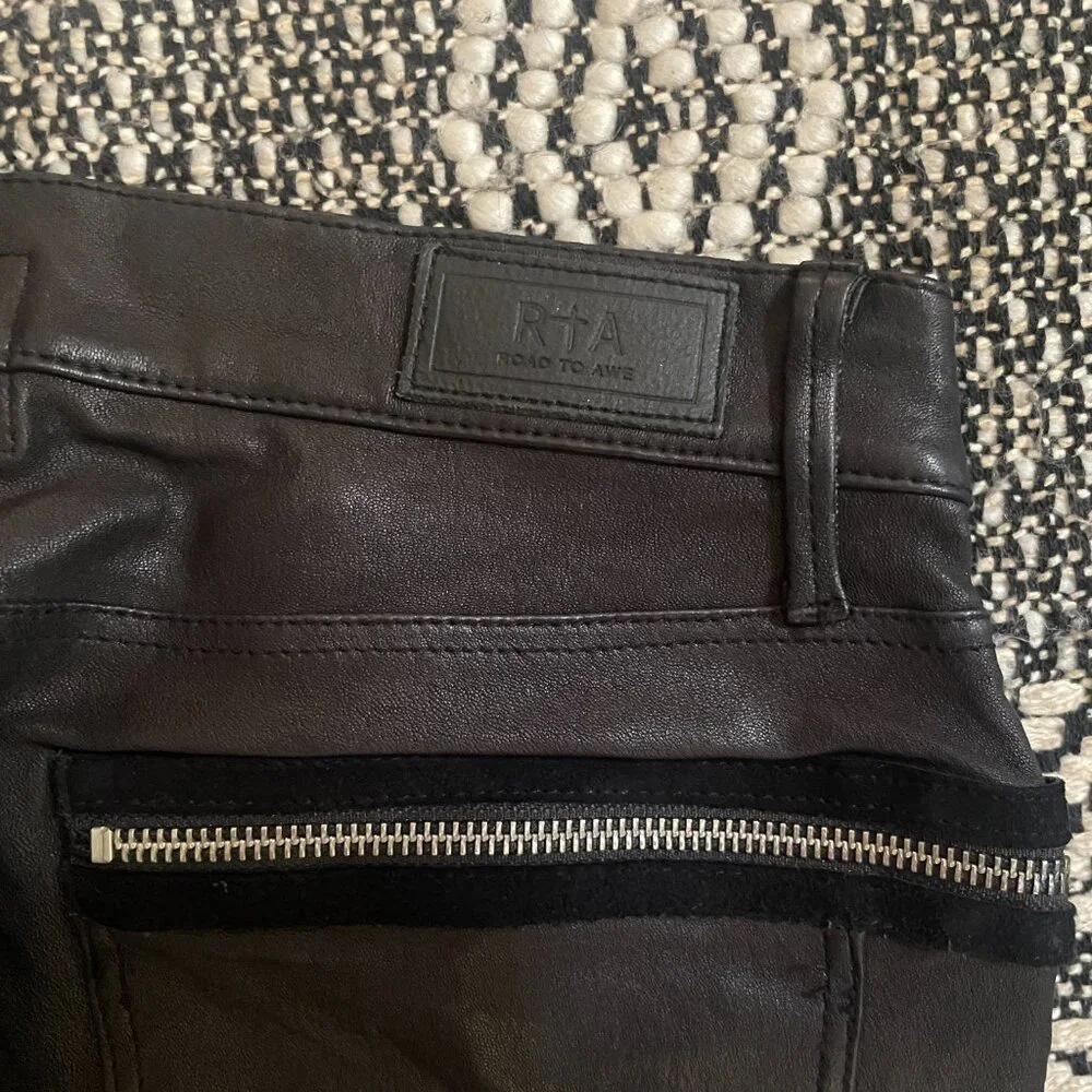 New RtA Black Lamb Leather Zip-Around Designer Pants NWOT Size 25 - Picture 9 of 13